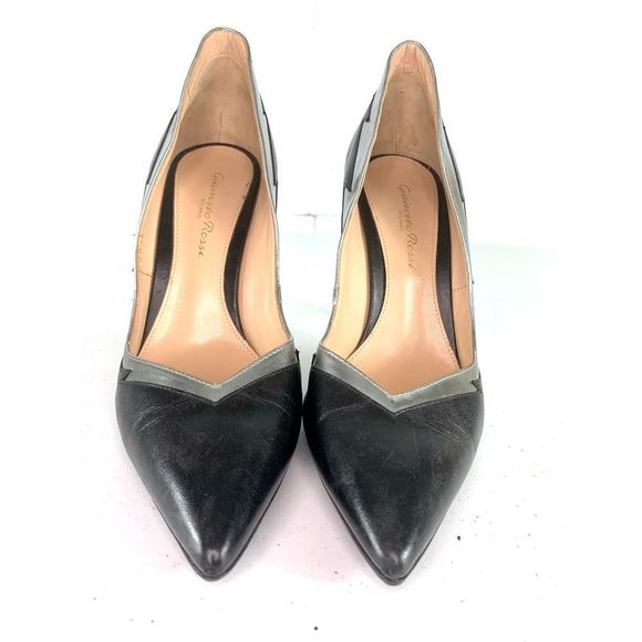 Sergio Rossi Women’s Sz 36.5 US 6 Blue Silver Leather Pointed Toe Heel/PumpS - Picture 4 of 10